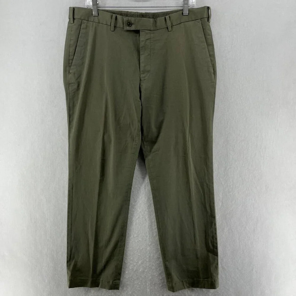 Uniqlo Pants Mens 36x34 Sage Green Slacks Mid Rise Straight Leg Casual Golf - Picture 1 of 10